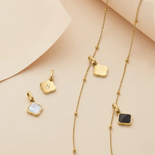 Alternative view of Pearl Clover & Initial Necklace