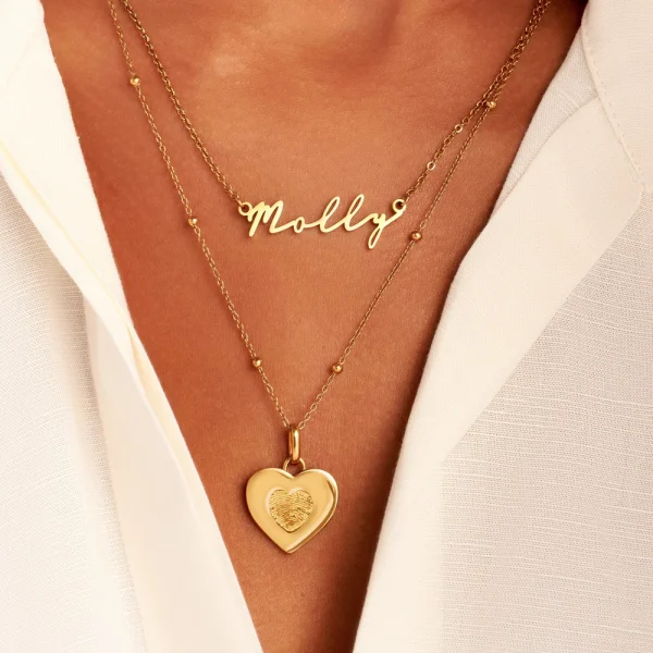 Alternative view of Uniquely Yours Fingerprint Heart Necklace - Single Fingerprint