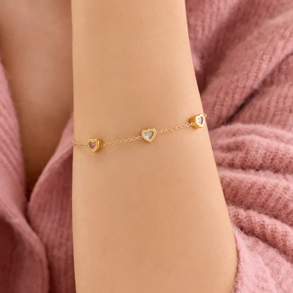 Alternative view of Floating Birthstone Multi Heart Bracelet