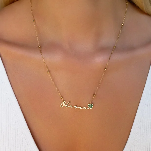 Alternative view of Birthstone Signature Name Necklace