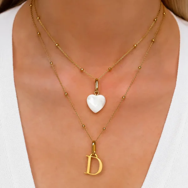 Alternative view of Letter & Birthstone Sphere Chain Layered Set